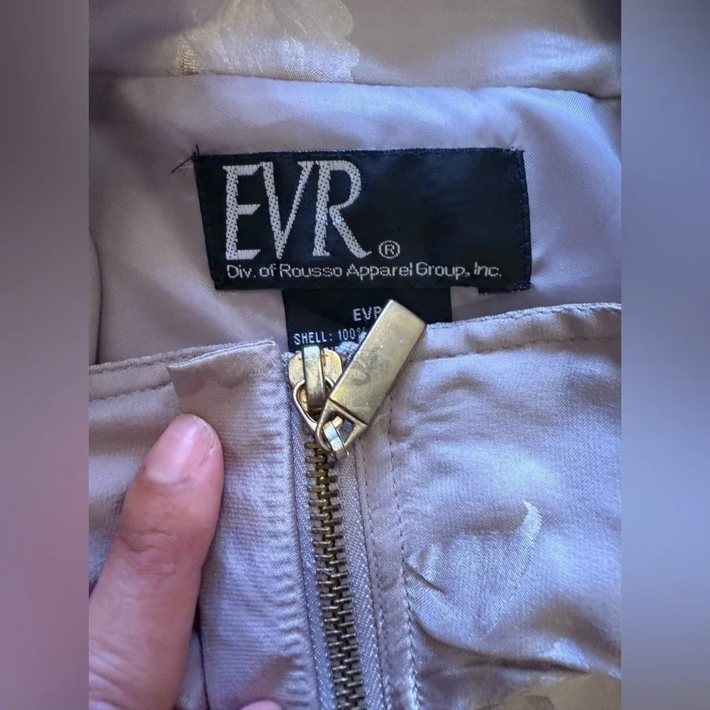 Vintage EVR - flower Print - Brown Jacket - 100% Silk - made in china L